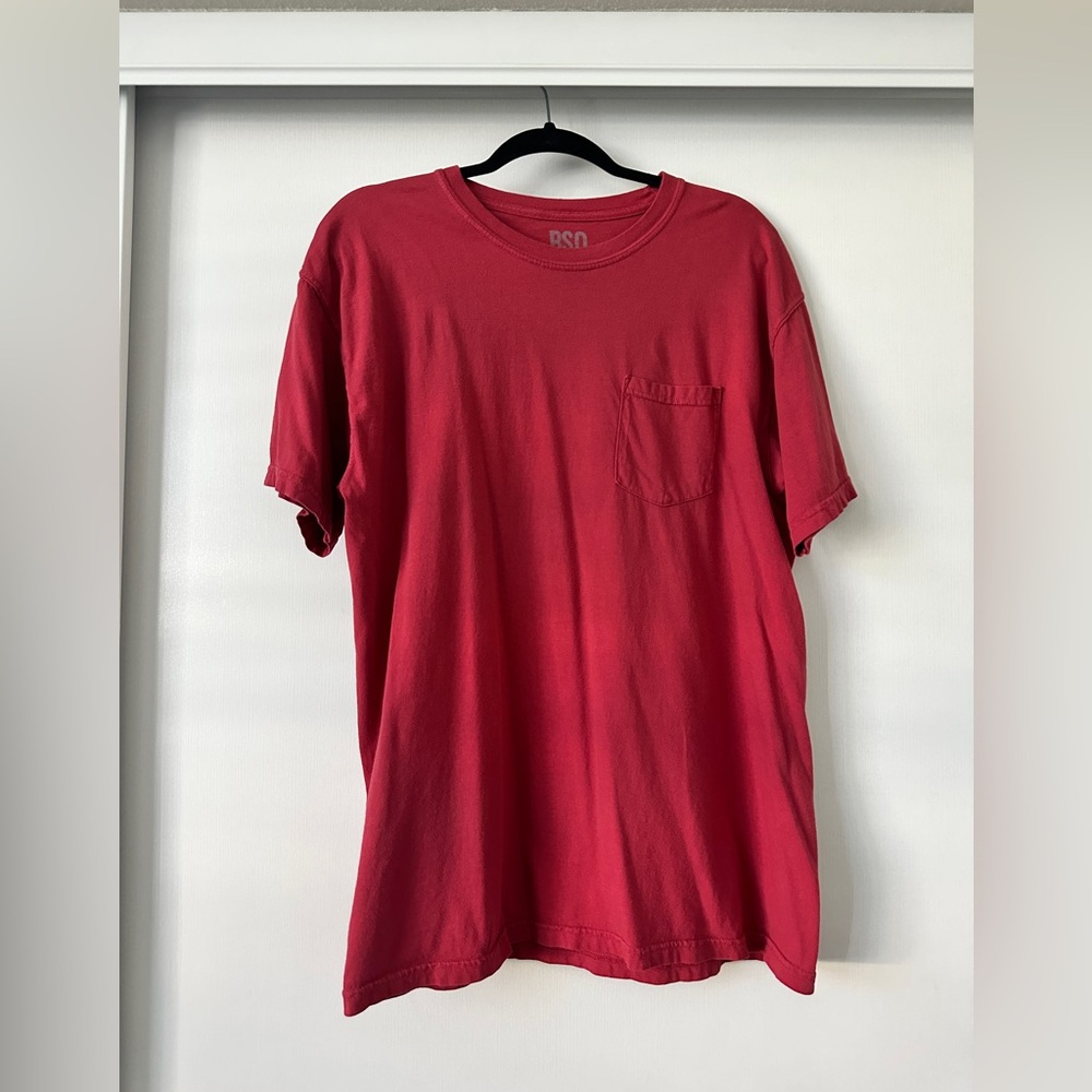 RSQ Solid Mens Burgundy Pocket Tee